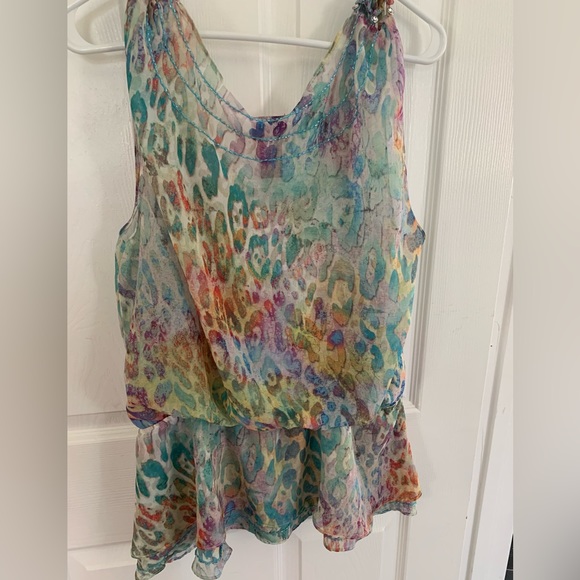 V Christina sheer tank with attached same print lining! NWOT - Large - Picture 1 of 9